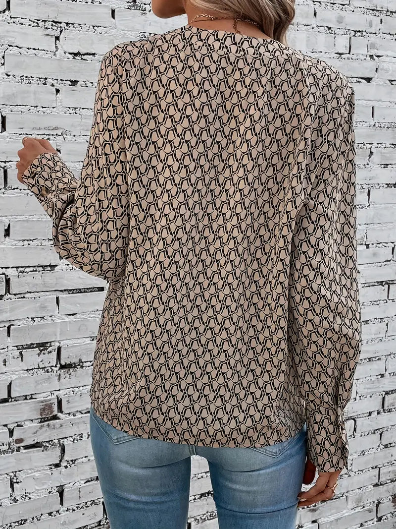 Veerle - V-hals Slim Fit Geruit Overhemd